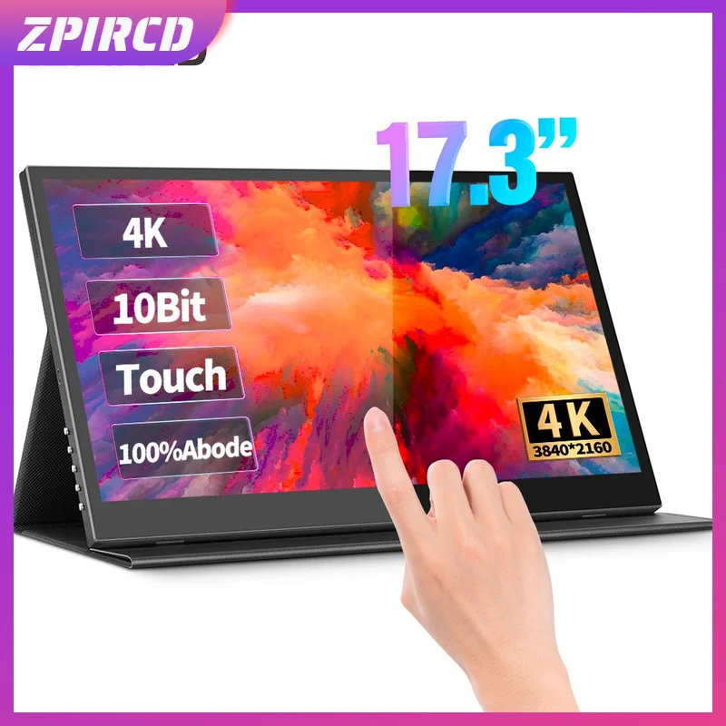 17.3 Inch 4K Touchscreen Portable Monitor 3840*2160 100%Adobe HDR400 MiniDP HDMI Game Display For Phone Laptop Xbox PS4/5 Switch