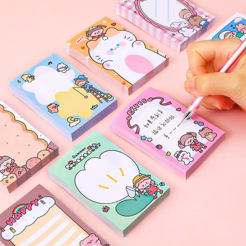 

80Sheets Per Pack Memo Sticky Cat Cartoon Animals Color Girl House Notebook Student Message Sticker Scrapbooking DIY 9*6CM