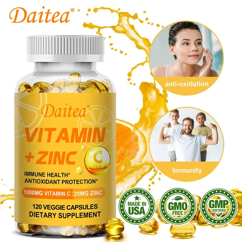 

High-efficiency high-quality vitamin C 1000 mg + zinc-immune support-helps the body metabolize nutrients and energy supplements