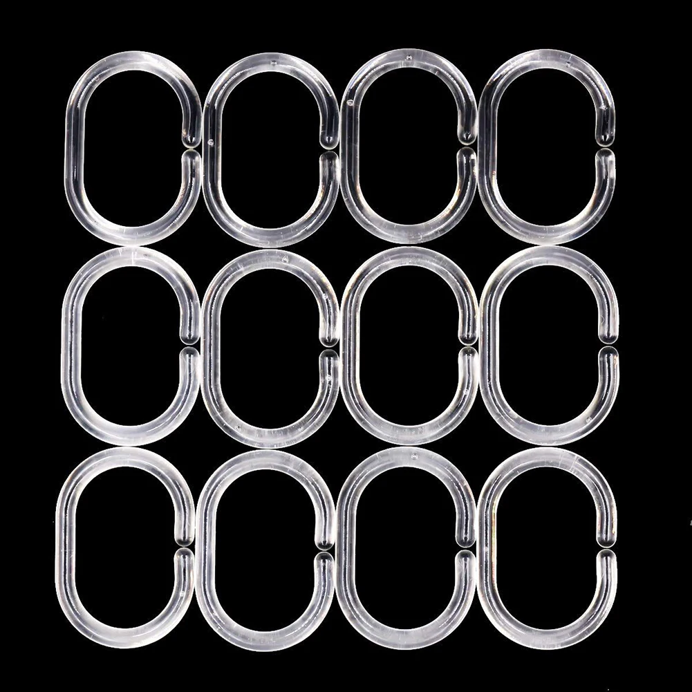 

24pcs Shower Curtain Rings Hook Hanger Clear Shower Curtain Rings Hooks Bathroom Plastic Pole Rail Guide Hanger