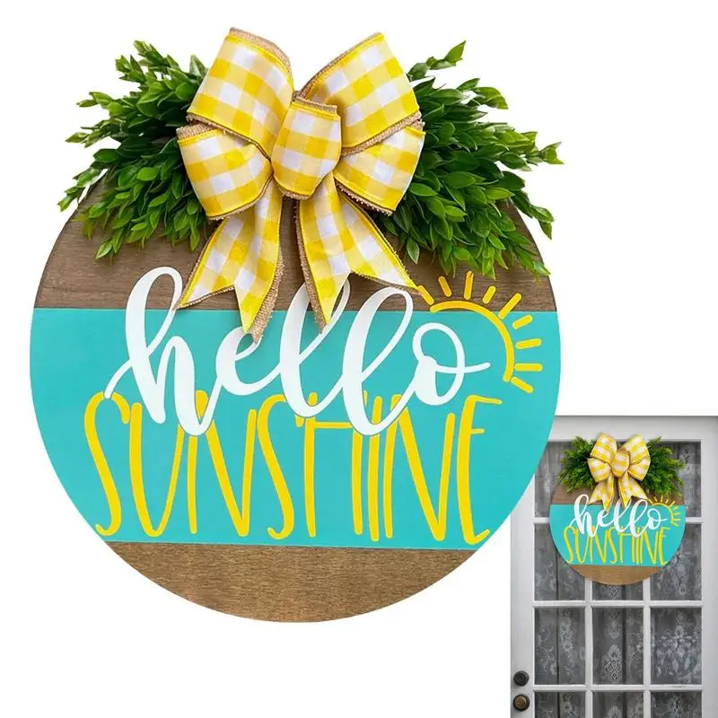 

Summer Wooden Porch Sign Hello Sunshine Wood Block Sign For Front Door Wooden Sign Front Porch Summer Welcome Sunshine Door Sign