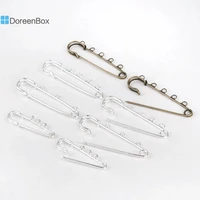 20 pcs doreen box 5 holes brooches pins findings znic alloy bronze silver color for diy fashion clothing brooch jewelry 7cmx2cm