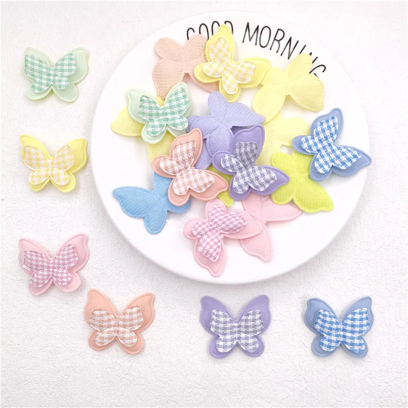 

40 шт./лот 4*3,5 см сетчатая двухслойная Бабочка Мягкая аппликация для «сделай сам» детские головные уборы ручной работы аксессуары для одежды ...