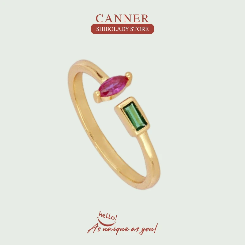 

CANNER Irregular Colored Diamonds Ring 100% 925 Sterling Silver Anillos Gold Rings For Women Luxury Fine Jewelry Wedding Rings