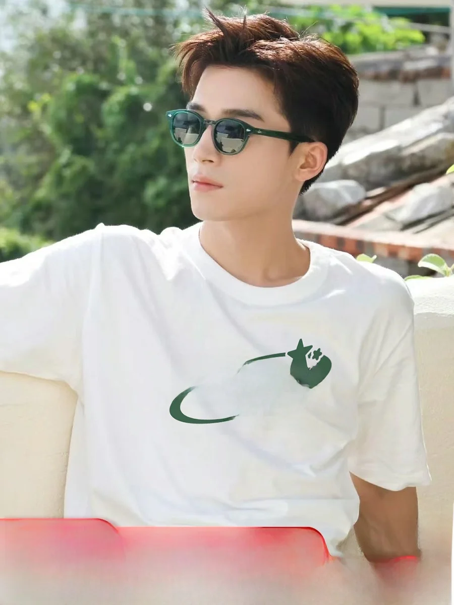 Футболка Mingxing King Xingyue Same Sle Hong Kong с ретро-принтом и короткими рукавами для