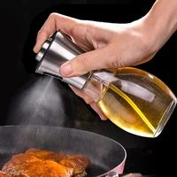 olive oil sprayer refillable stainless steel oil dispenser glass spray bottle press on spray can for kitchen baking grilling