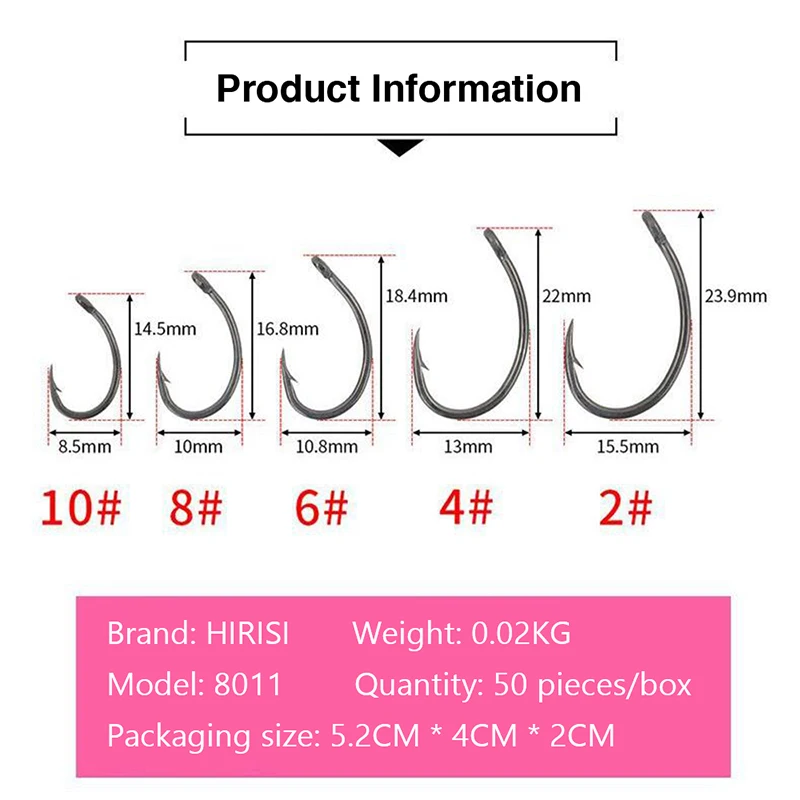 Hirisi 50 шт. крючки в штучной упаковке колючие многофункциональные для карпа