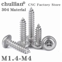 50pcs m1 4 m1 7 m2 m2 3 m2 6 m3 m4 cross round head with washer self tapping screw 304 stainless steel wood screws