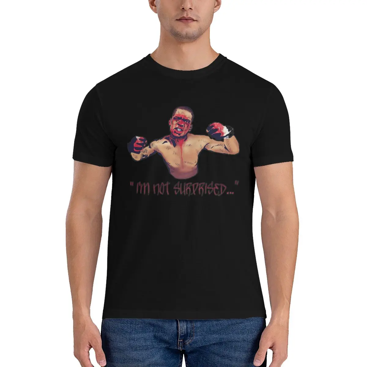 

Retro T-Shirts Nate Diaz Not Surprised Trending T Shirts Wrestler Couple 100 Cotton Printed Tshirt O NeckTops Gift Idea 5XL