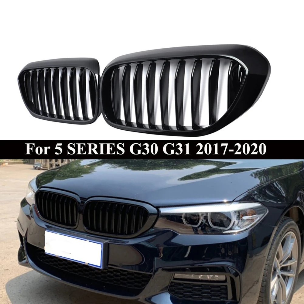 

Решетки для гриля почки на передний бампер, 2 шт., решетки для BMW 5 серии G30 G31 G38 2017 2018 2019 2020, решетки для гоночных Грилей