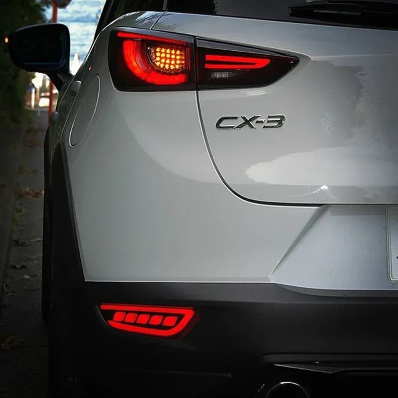 

Автомобильные светодиодные лампы заднего бампера для Mazda CX-3 CX3 2015-2019, стоп-сигнал, указатель поворота, резервный отражатель, задние фонари, автомобильные противотуманные фары