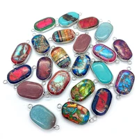 imperial stone oval pendants emperor stone 2 hole connector pine stone jewelry diy making necklace bracelets charms accessories
