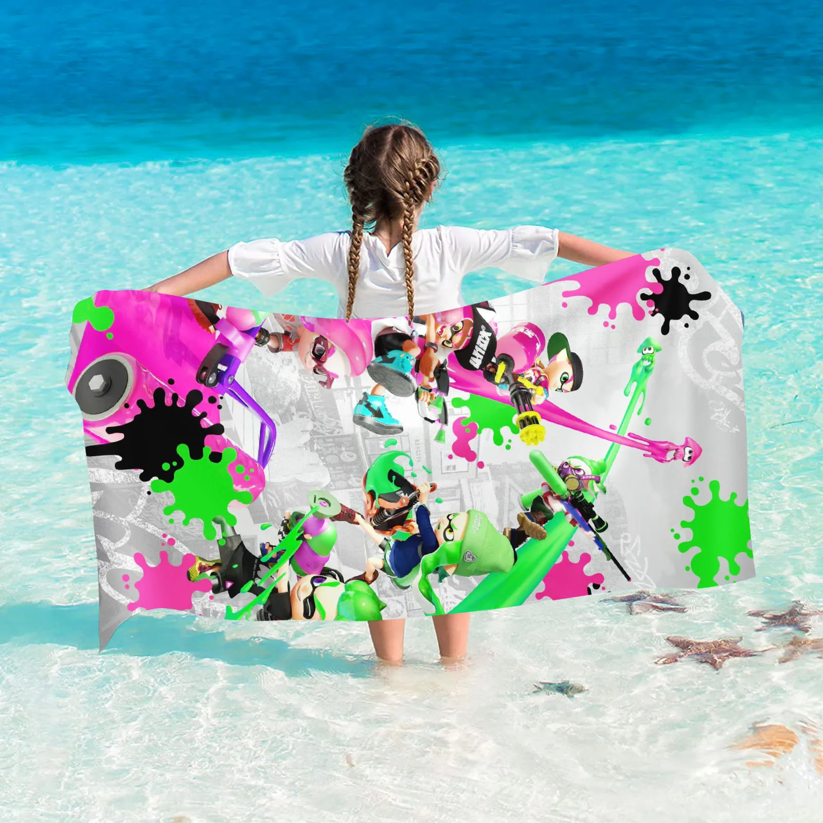 Игра Splatoon Пляжные полотенца Полотенце для душа Сауна Путешествия Спа Микрофибра