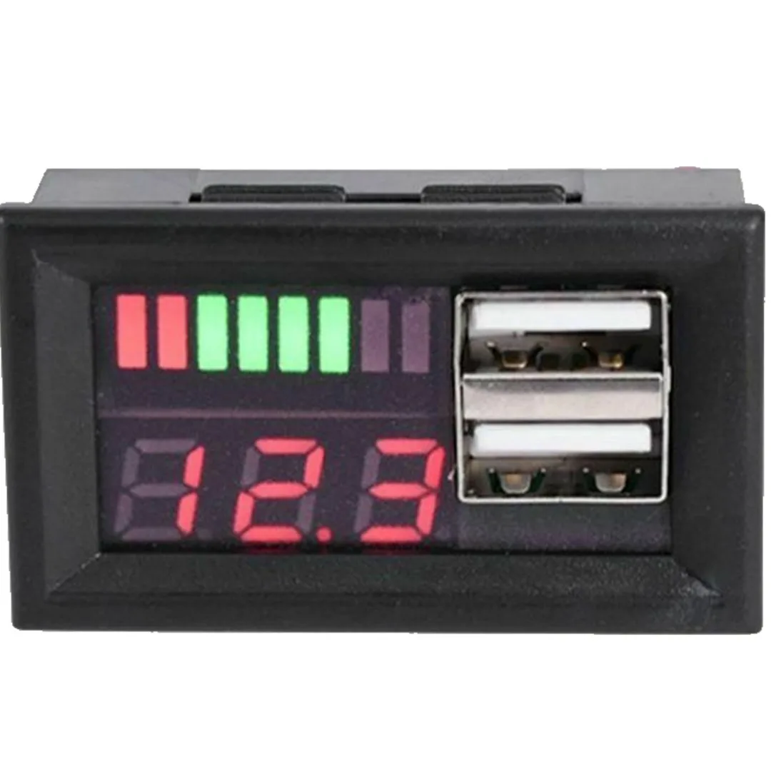 Фото 1 шт., вольтметр-измеритель напряжения с двумя USB-портами, 5 В, 2,4 А №2