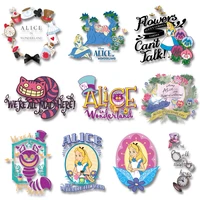 alice in wonderland disney movie we are all mad here thermal transfer printing heat transfer stickers for t shirt
