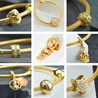 new 925 sterling silver beads 14k 18k gold color heart flowers charms fit original pandora bracelet women jewelry diy gift