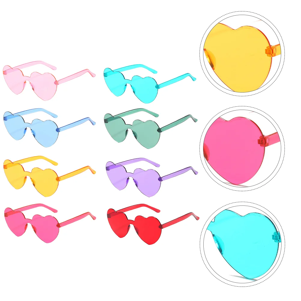 

8 Pairs Fashion Sunglasses Women Blender Cat Eye Birthday Party Props Heart Tinted