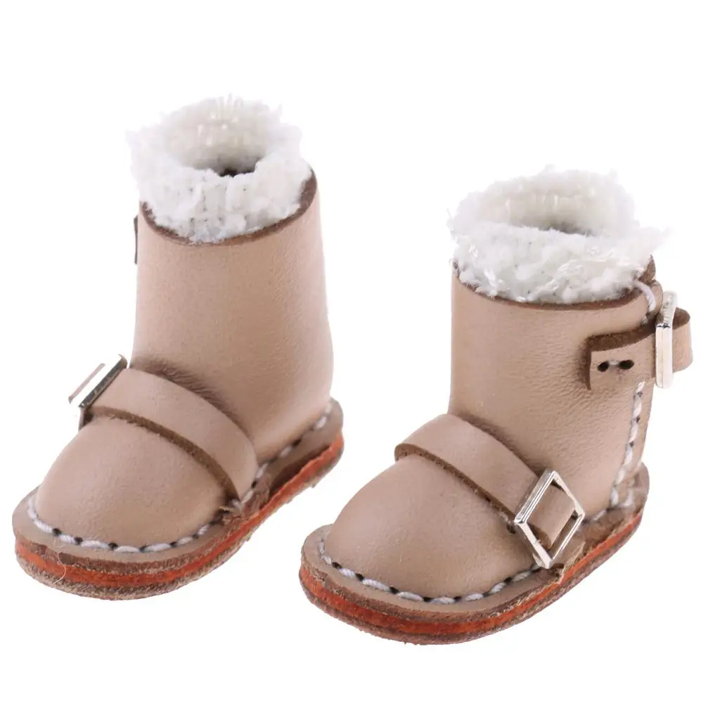 

Модная обувь, ботинки со средней пряжкой из искусственной кожи для куклы 12 дюймов-абрикосового цвета