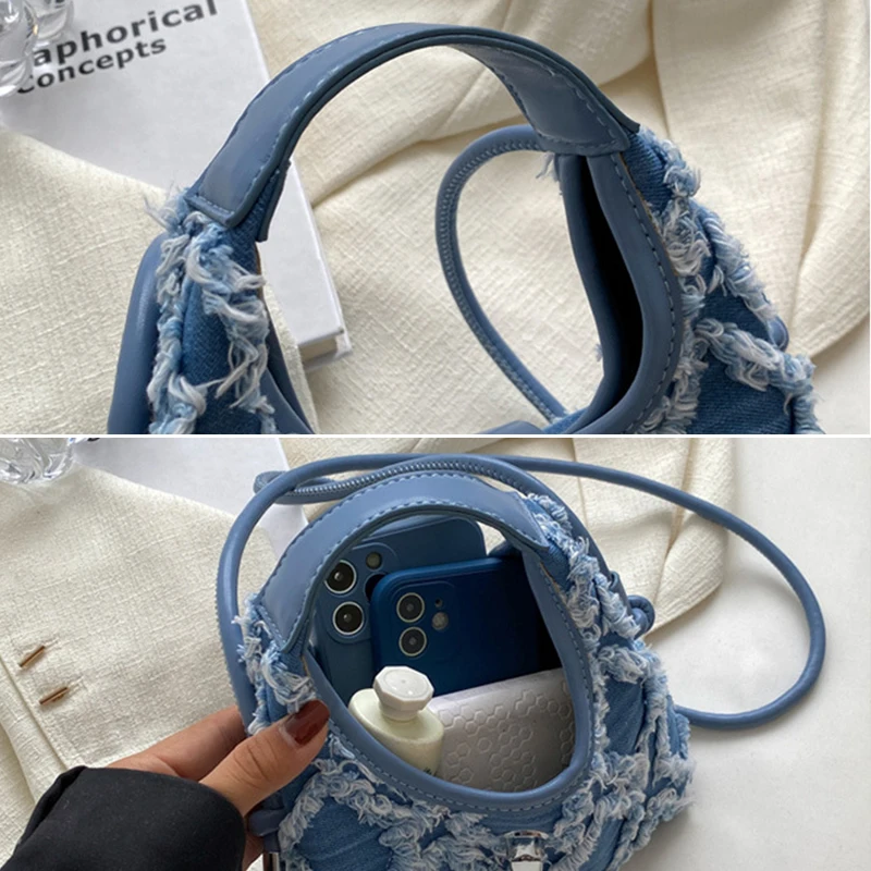 Canvas Shoulder Bags For Women Crossbody Messenger Bag Y2K High Quality Denim Tote Satchel Bags Luxury Handbags Designer Korean