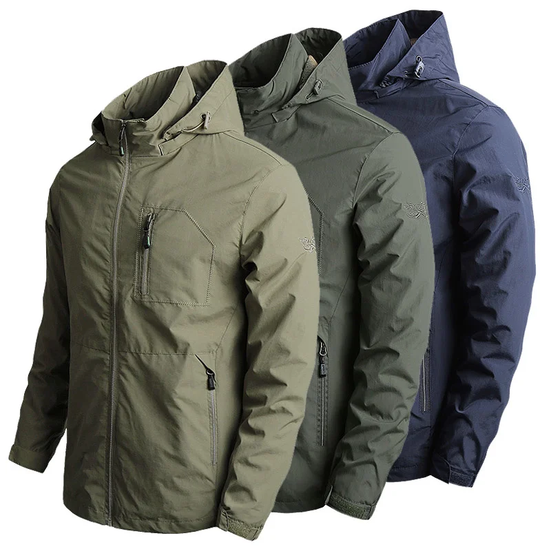 

New Men's Softshell Jacket Autumn Spring Streetwear Tactical Bomber Windbreaker Jackets Men Hooded Hip-hop Pilot Windproof Coats