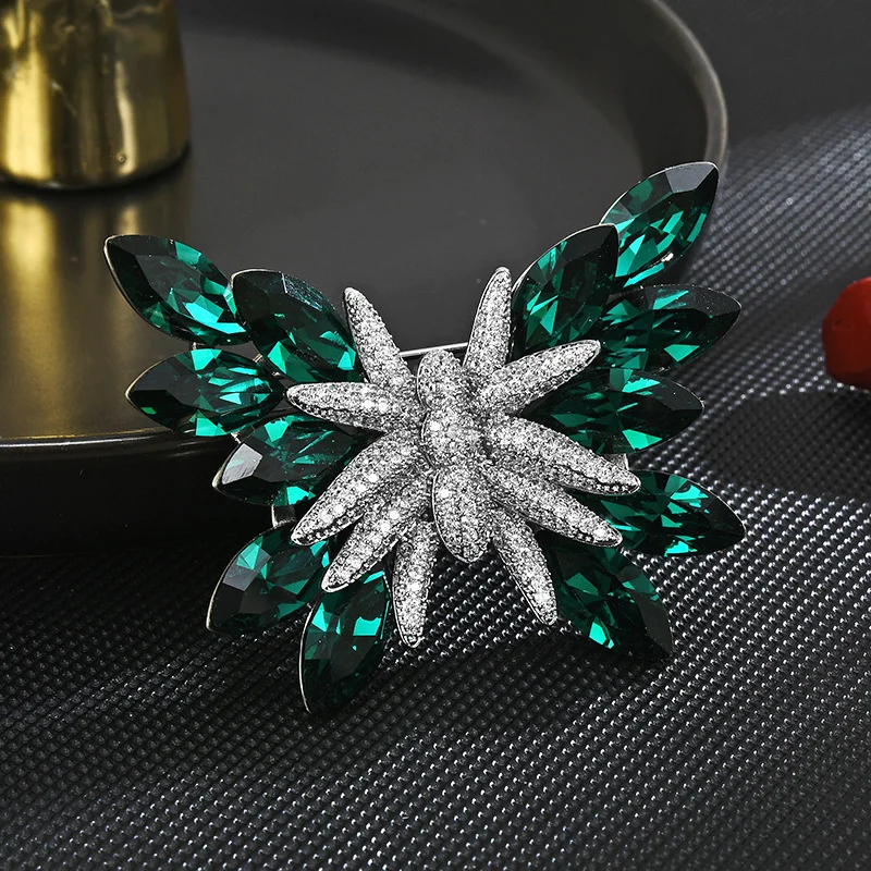 

Retro Palace Style High-end Brand Butterfly Brooches Pins Luxury Blue Green Austrian Crystal Women Brooch Fashion Accessories