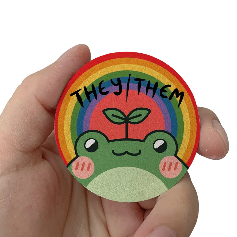 

My pronouns pride frog THEY THEM Patches Clothes Hats Jackets Patch Stickers Iron On Patches thermoadhesive Leather Stickers