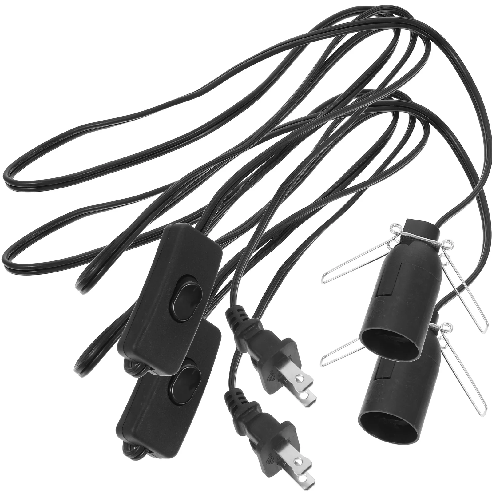 

2 Pcs E12 Salt Lamp Wire Light Socket Plug Bulb Outlet Crystal Accessories Line