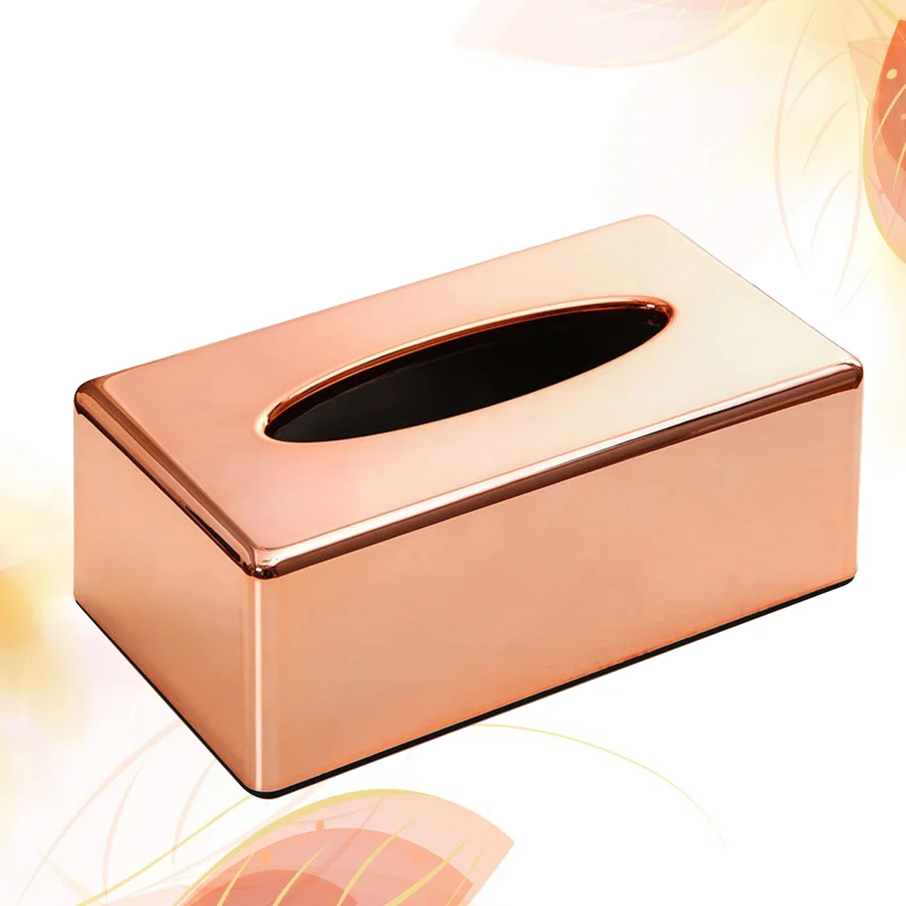 

Simple ABS Plating Rose Gold Tissue Box Living Room Household Tissue Box Office Creative Tray Home Cleaning Storage Holder