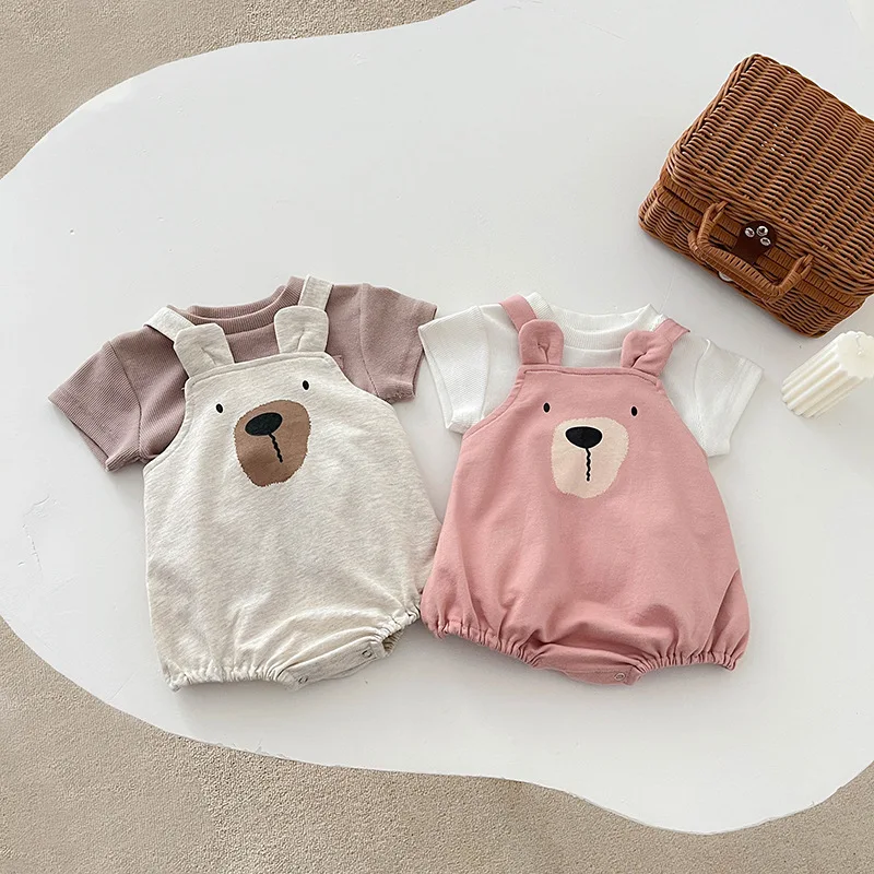 

Summer New Born Baby Costume Infant Girl Sling Romper Toddler Unisex Cotton Sleeveless One-pieces Children Jumpsuit Kid Clother