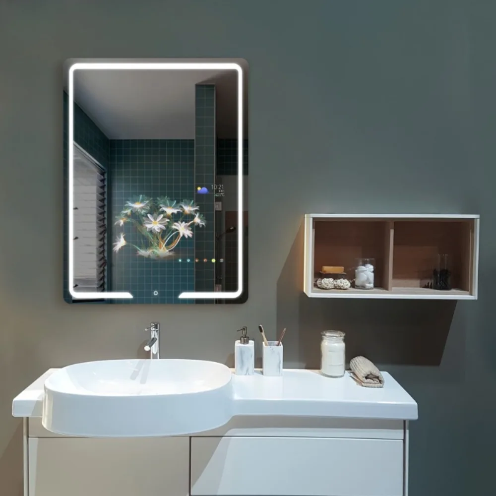 2024 Top Vercon интерактивное умное светодиодное зеркало для ванной комнаты с питанием