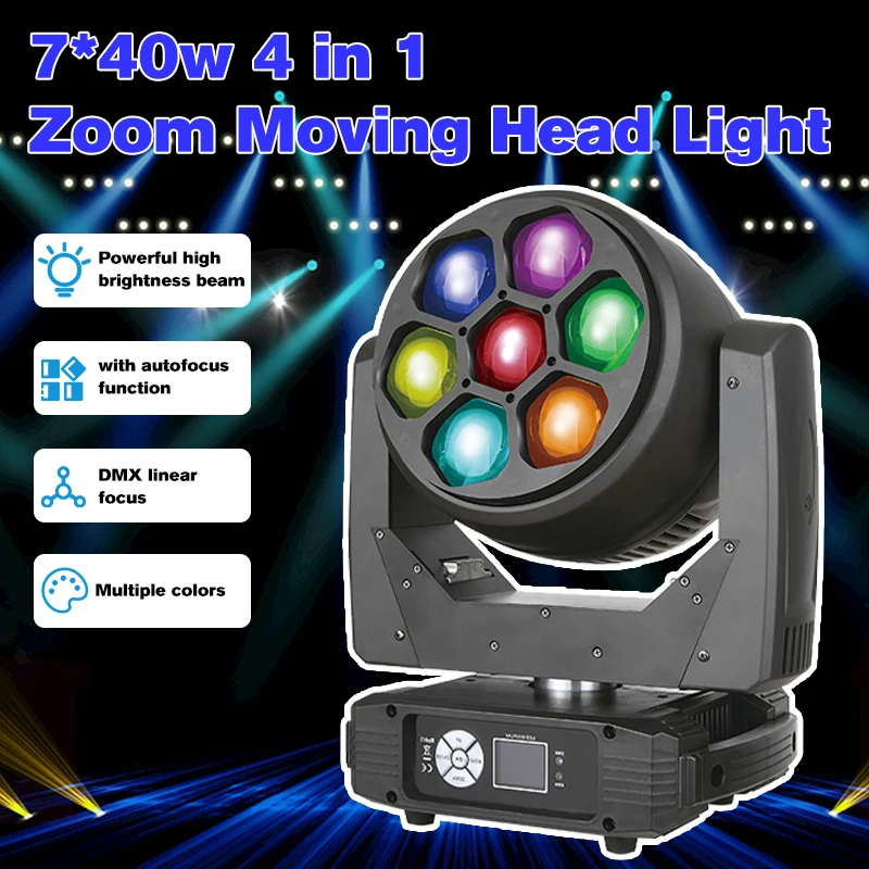 Фото Мини 7x40W Bee Eye Zoom Светоизлучающий диод Мобильные фары Концертные DJ сценические огни №3