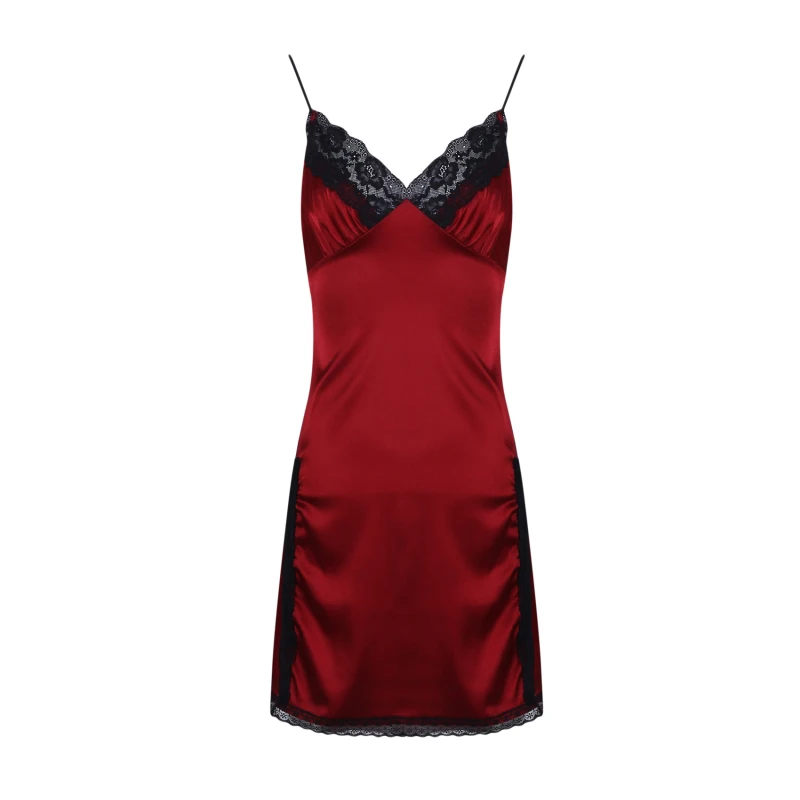 

Women Dress Deep Lady V Neck Satin Strap Sexy Black Suspender Skirt Lace Backless Summer Mini Side Split Ladies Vestidos Dress