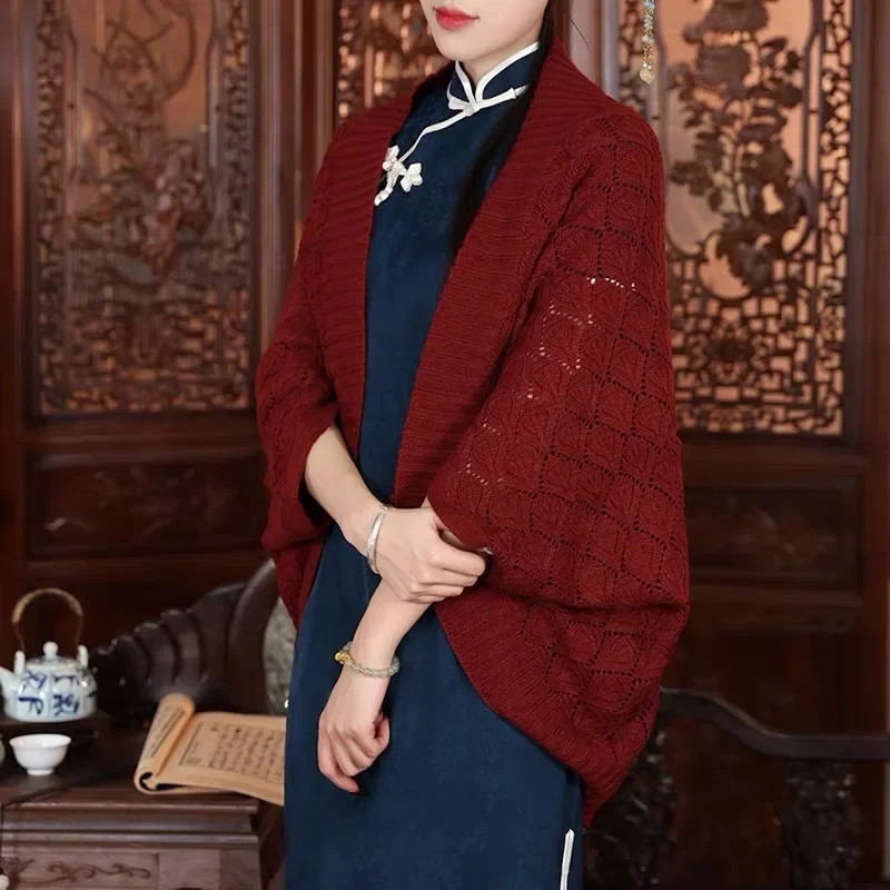 Элегантные осенне-зимние шарфы-пончо от Outdated Женская универсальная вязаная