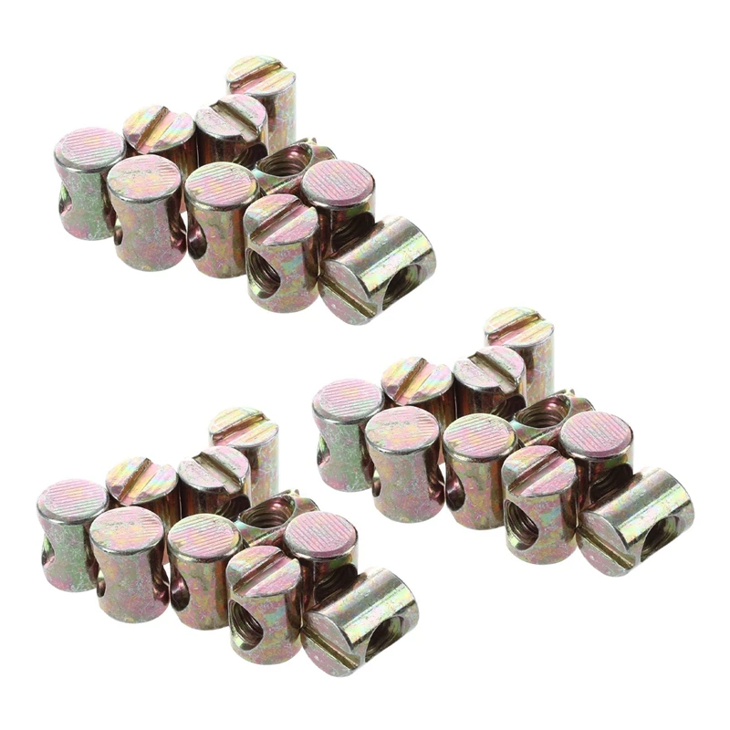 

30Pcs M6 Barrel Bolts Cross Dowel Slotted Furniture Nut For Beds Crib Chairs