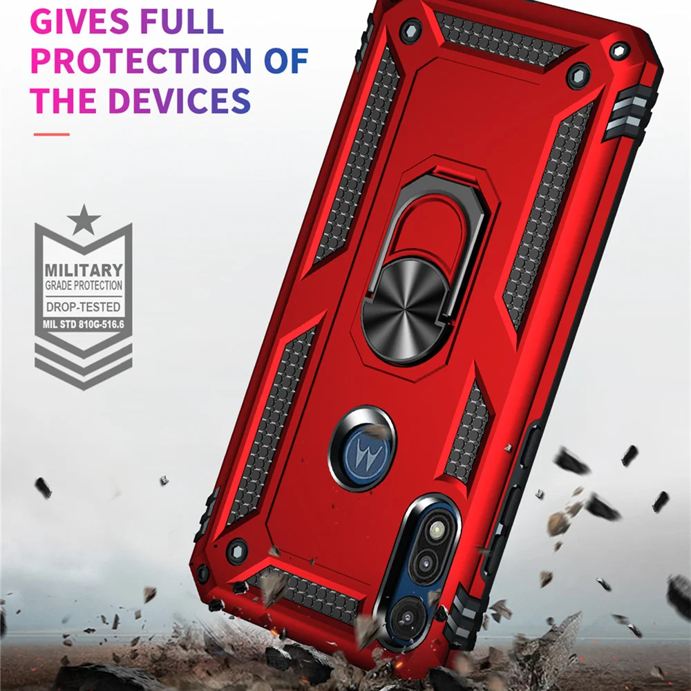 

For Moto E 2020 Case For Motorola Moto E7 Shockproof Armor Stand Holder Car Ring Phone Cover for Moto E 2020 E(2020) Back Coque