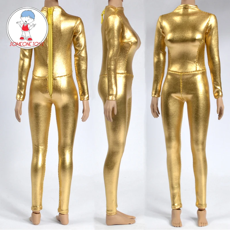 

TBLeague doll 1/6 Female soldier sexy bodysuit gold Swimsuit with zipper for 12" PH Seamless S34 Body figure jiaou doll clothes