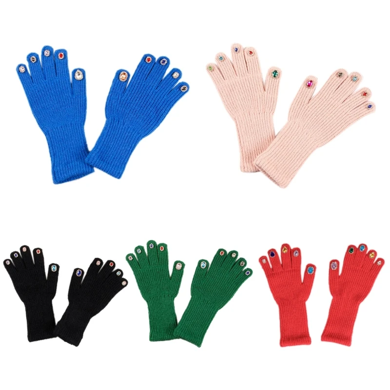 

Lovely Gemstones Mittens Touchscreen Crystal Colorful Mitten Full Finger