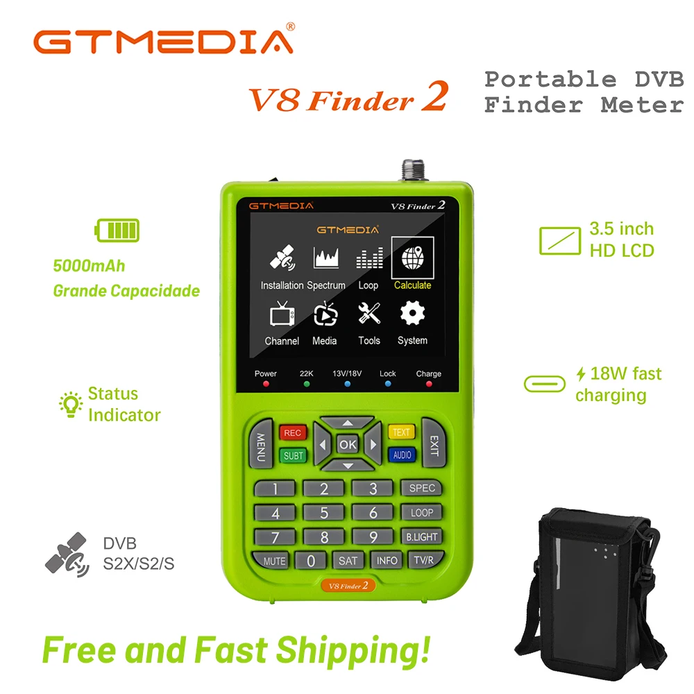 

GTMEDIA V8 Finder 2 Satellite Signal Finder DVB-S/S2/S2X Digital 1080P HD H.265 VS ST-5150 V8 FINDER PRO WS6933 WS6980 In Stock