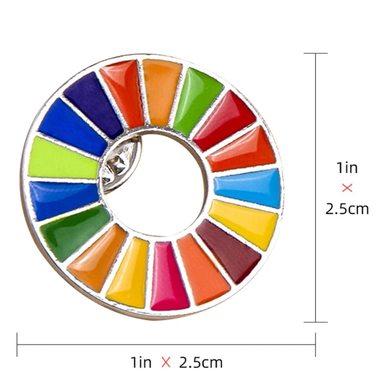 

95AB The Sustainable Development Goals Brooch United Nations SDGs Rainbow Pin Badge