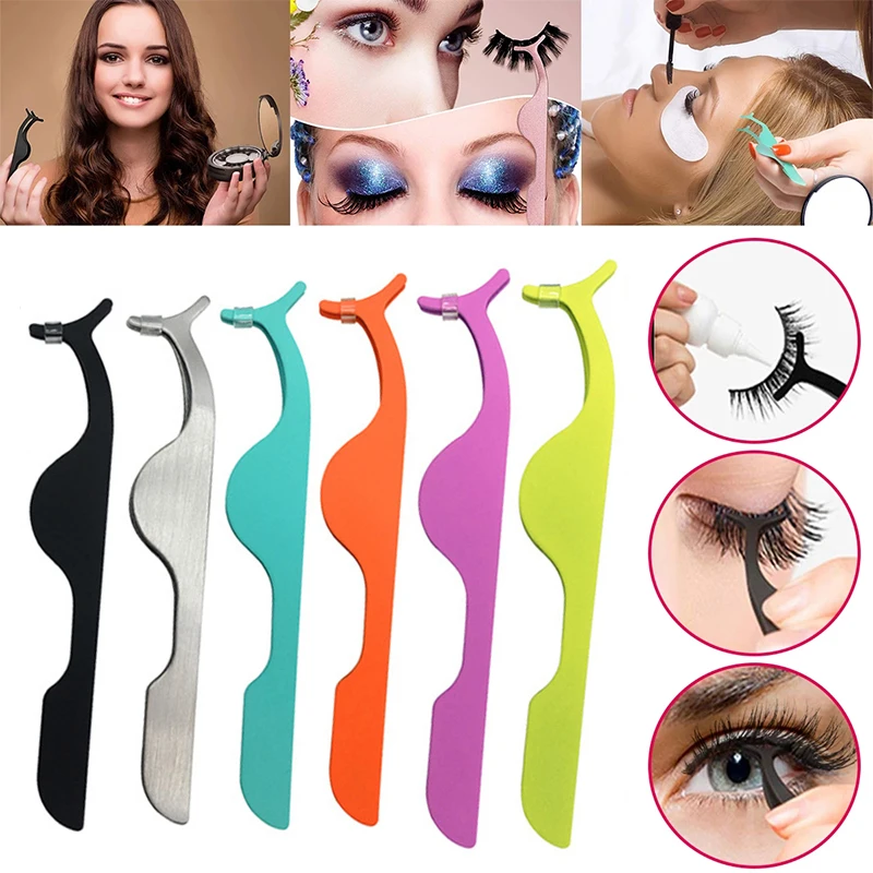 

1 PC False Eyelash Tweezers Lash Applicator Fake Eyelash Tweezers Auxiliary Clip Eyelash Extension Nipper Beauty Makeup Tool