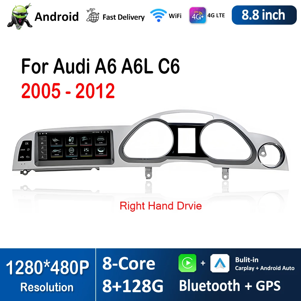 8 8-дюймовый для Audi A6 A6L C6 2005-2012 Android Автомобильный радиоприемник Видео