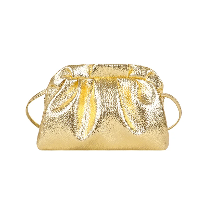 Unique Design Pretty Leather Retro Crossbody Cloud Bag Solid Color Delicate Clutch Clip Bag Female Luxurious Cloud Bag