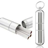 silver aluminum alloy capsule pill case waterproof holder storage for cigarette pills paper