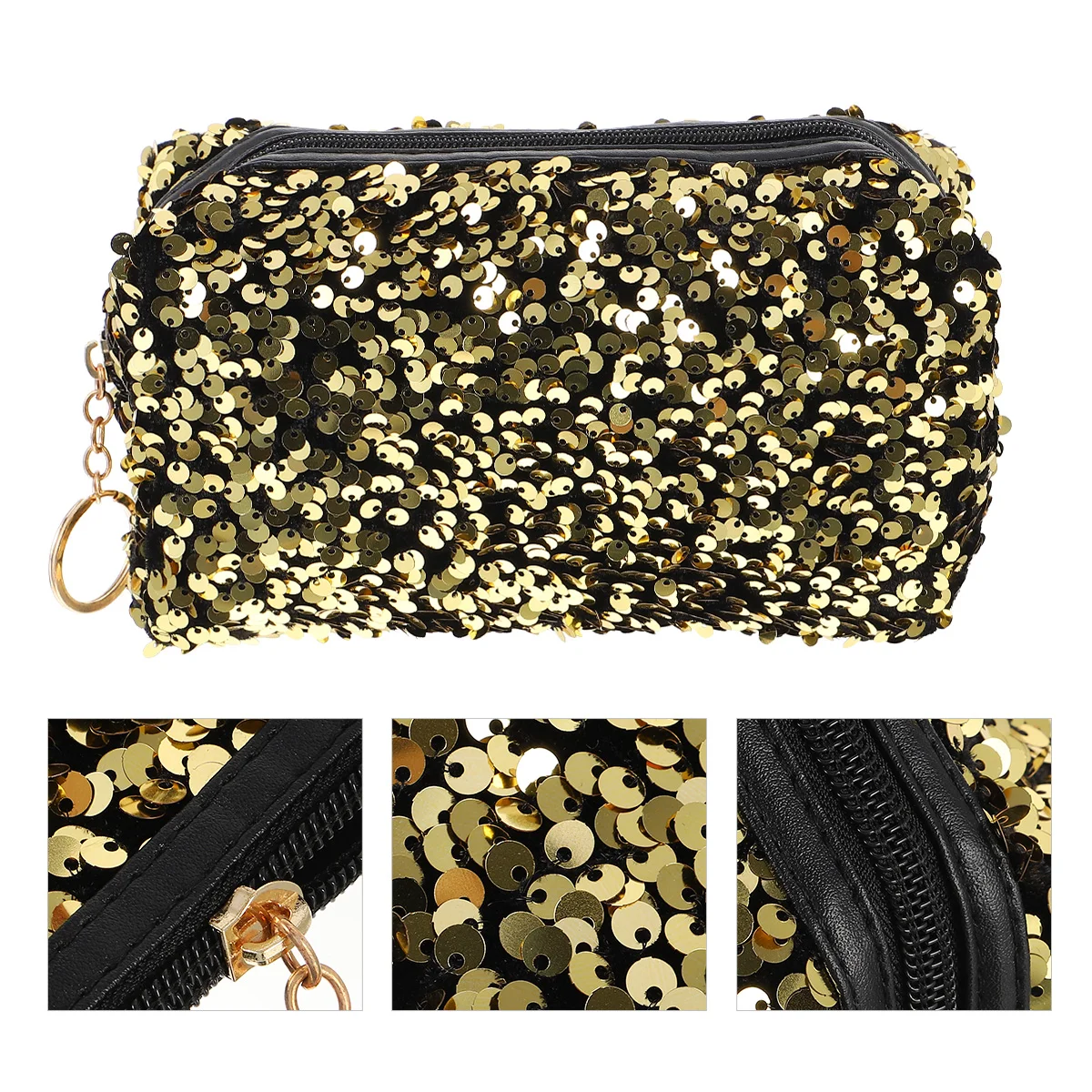 Сумка с блестками для макияжа блестящая черная сумка туалетных принадлежностей