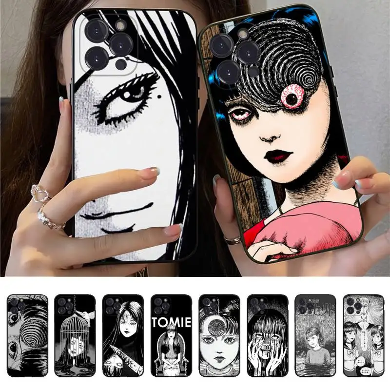 

Junji Ito Tees Horror cartoon Phone Case for iPhone 11 12 13 mini pro XS MAX 8 7 6 6S Plus X 5S SE 2020 XR case