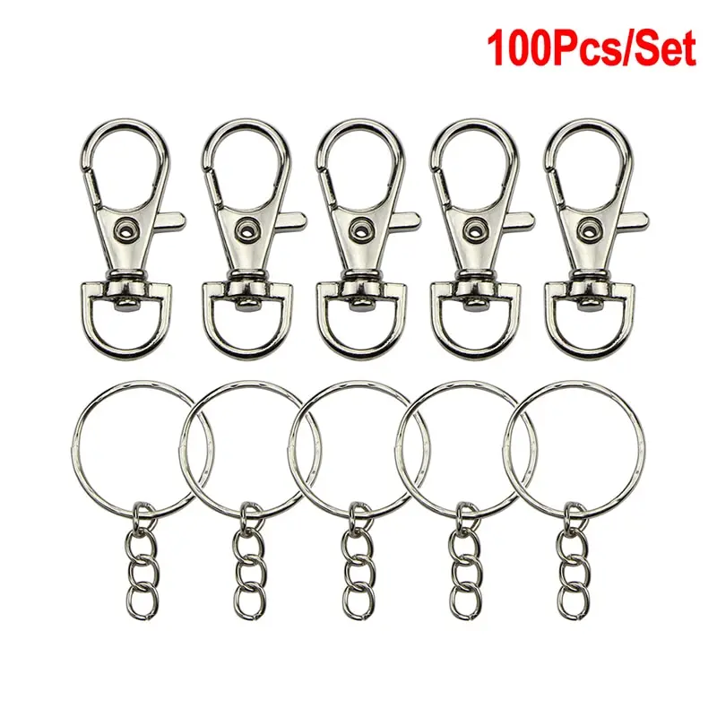 

100sets Metal Swivel Clasp Key Ring Metal Lobster Claw Clasp Hook DIY Bag Parts Accessories