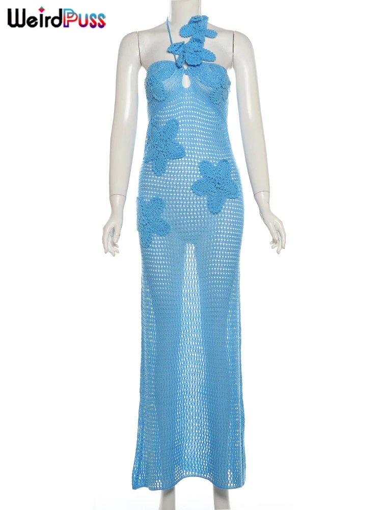 Женское трикотажное Прозрачное платье с аппликацией длинное облегающее лямкой