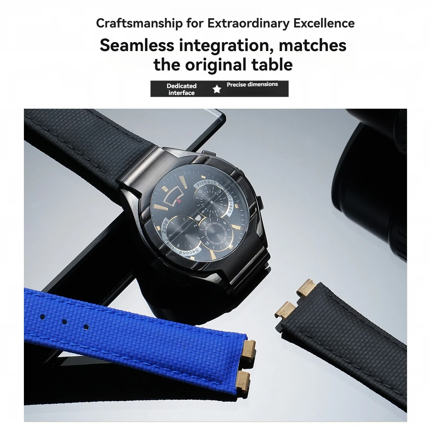 Фото Подходит для ремешка часов Piaget POLO G0A31159, мужской ремешок из фторкаучука, водонепроницаемый, сменные аксессуары для часов, 21 мм. №2