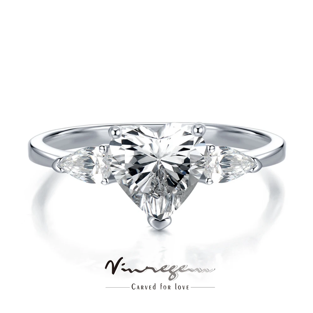 

Vinregem 18K кольцо из белого золота с огранкой в форме сердца 8*8 мм драгоценный камень с огранкой сапфиром обручальное тонкое серебряное ювелирн...