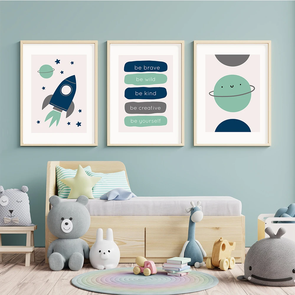 

Space Themed Canvas Painting Nordic Posters Nursery Cartoon Prints Boys Wall Art Picture for Children Room Decor